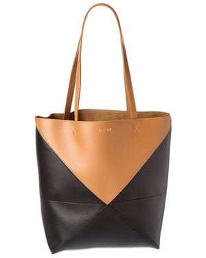 Loewe Puzzle Fold Leather Tote - Black