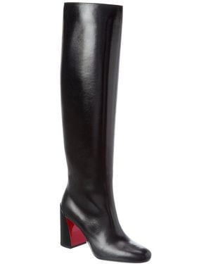 Christian Louboutin Janitta 85 Leather Knee-High Boot - Black