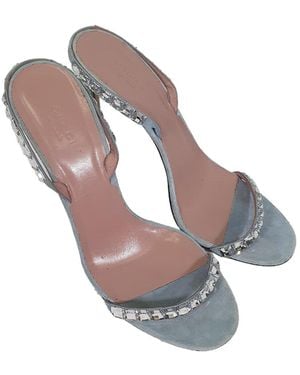 Gucci Suede Crystal-Embellished Slingback Sandal (Authentic Pre-Loved) - Gray