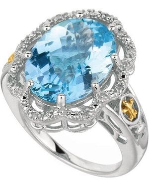 Phillip Gavriel Silver 0.04 Ct. Tw. Diamond & Blue Topaz Cocktail Ring