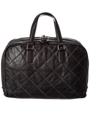 CHANEL Black Calfskin Leather Stitched Bowling Bag (authentic Pre-loved)