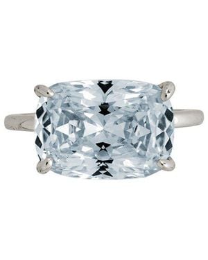 Sterling Forever Cz Cushion East-West Ring - Blue