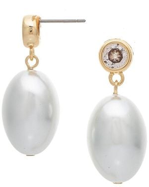 Rivka Friedman 18K Plated 5Mm Pearl Cz Earrings - White