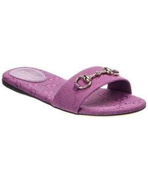 Gucci Horsebit Gg Canvas Sandal - Purple