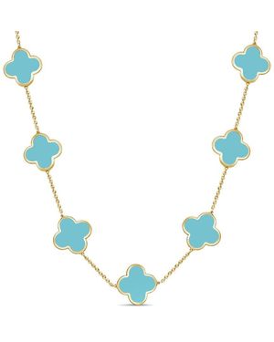 Italian Gold 14K Layered Necklace - Blue