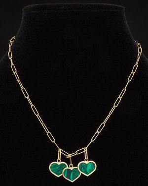 Meshmerise 18K Over Gemstone Paperclip Necklace - Black