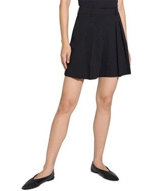 Theory Linen-Blend Pleated Short - Black