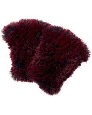 Surell Faux-fur Knit Fingerless Mittens - Red