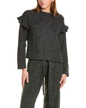 Sol Angeles Brushed Boucle Flounce Pullover - Black