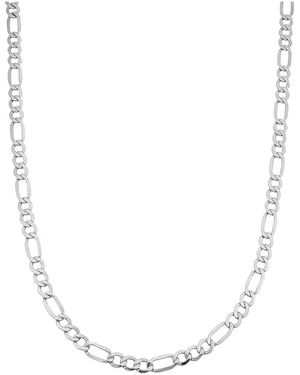 Italian Gold 14k Italian White Gold Figaro Chain Necklace