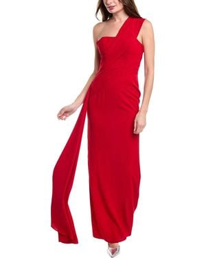 Rene Ruiz One-Shoulder Crepe Gown - Red