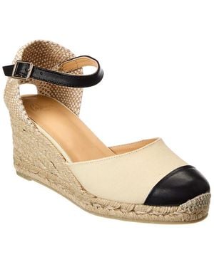 Castañer Coraline Leather & Canvas Wedge Sandal - Metallic