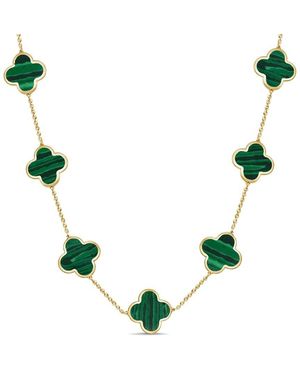 Italian Gold 14k Malachite Layered Necklace - Green