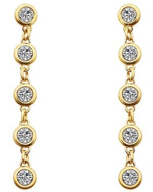 Liv Oliver 18K Plated Cz Halo Round Stud Earrings - Metallic