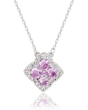 Suzy Levian Silver 0.02 Ct. Tw. Diamond & Gemstone Necklace - Pink