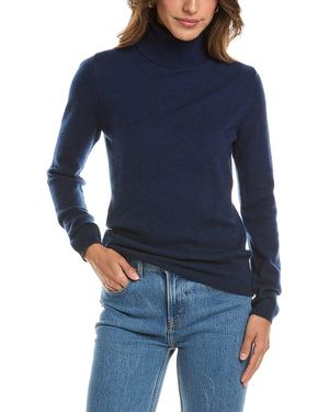 Forte Basic Turtleneck 100% Cashmere Pullover - Blue