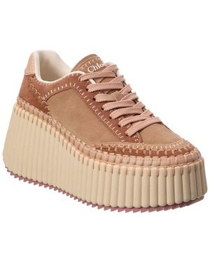 Chloé Nama Suede Wedge Sneaker - Natural