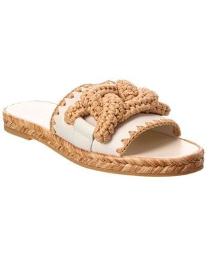 Tod's Leather & Raffia Sandal - White