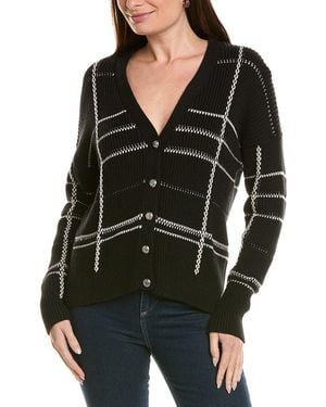 Autumn Cashmere Plaid Shaker Cardigan - Black