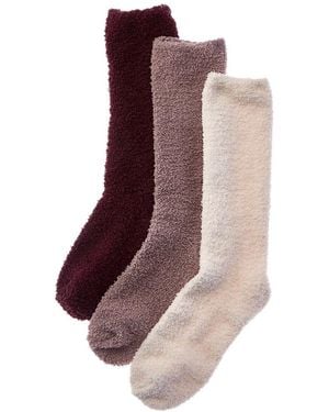 Barefoot Dreams 3Pk Cozychic Socks - Purple