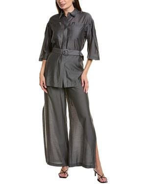 BGL 2Pc Blouse & Pant Set - Gray