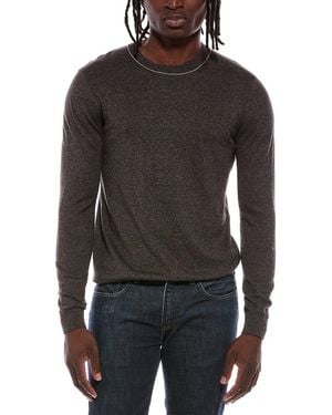 Autumn Cashmere Italian Crewneck Contrast Outlink Jumper - Black