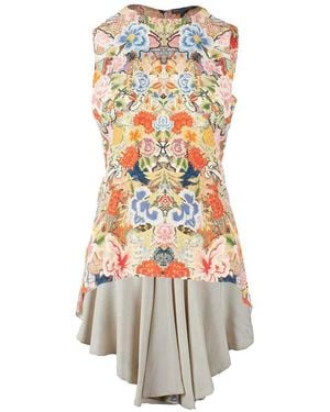McQueen Floral Kaleidoscope Peplum Top, Size Eu; 36 (authentic Pre- Loved) - White
