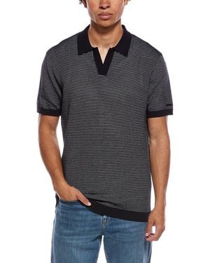 KARL LAGERFELD Textured Johnny Collar Shirt - Grey