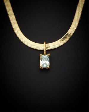 Italian Gold Over Silver 18K 1.00 Ct. Tw. Birthstone Herringbone Necklace - Black