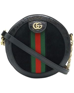 Gucci Suede & Patent Ophidia Gg Marmont Shoulder Bag (Authentic Pre- Loved) - Black
