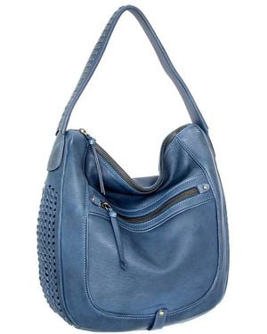Nino Bossi Elina Hand-Dyed Vintage Leather Hobo Bag - Blue
