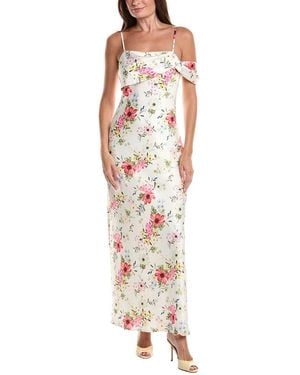 Avec Les Filles Asymmetrical Bias Maxi Dress - White
