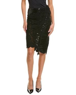 Tom Ford Leather & Silk Pencil Skirt - Black