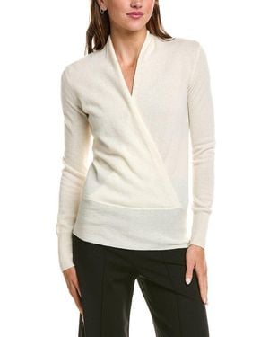 Sofiacashmere Modern Faux Wrap 100% Cashmere Sweater - White