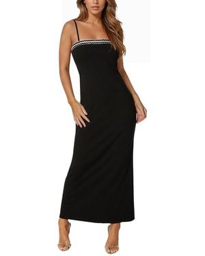 Bebe Diamond Trim Rib Maxi Dress - Black