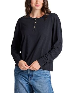 Life Is Good. Long Sleeve Crusher Boxy Henley - Blue