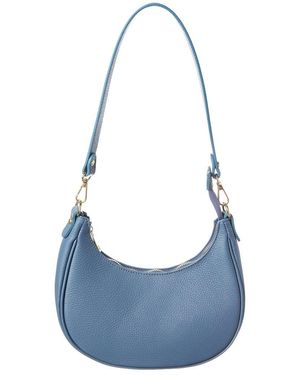 Italian Leather Shoulder Bag - Blue