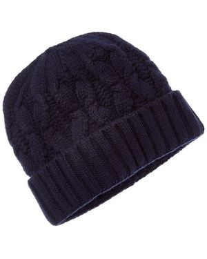 Amicale Cashmere Chunky Cable Cuffed Wool & Cashmere-Blend Hat - Blue