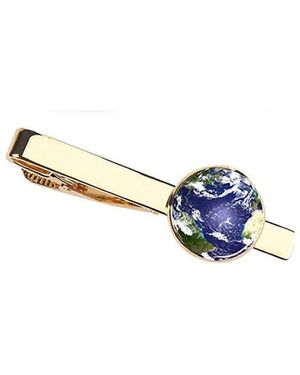 Stephen Oliver 18k Plated Map Tie Clip - Blue