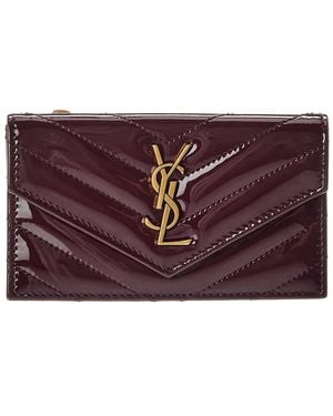 Saint Laurent Cassandre Patent Card Case - Purple