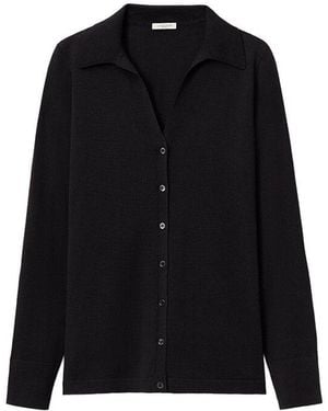 Lafayette 148 New York Plus Button Front Polo Silk-Blend Cardigan - Black