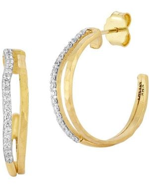 Reiss 14K 0.22 Ct. Tw. Diamond Hoops - Metallic