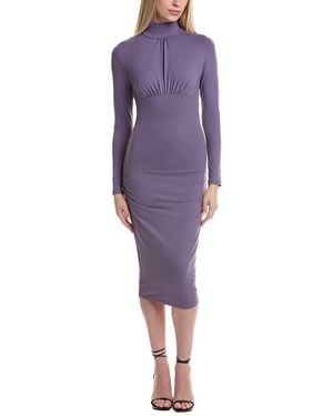 Susana Monaco Mock Gathered Midi Dress - Purple