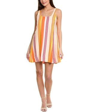 1.STATE Scoop Neck Linen-Blend Mini Dress - Orange