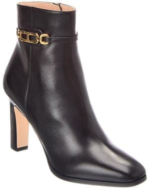 Tom Ford Logo Leather Whitney Bootie - Black
