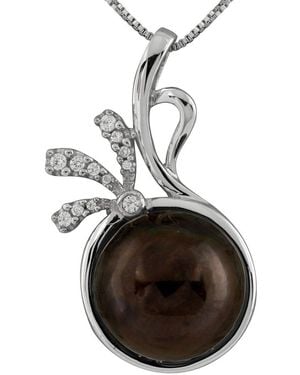 Splendid 14-15Mm Pearl Cz Pendant - Black