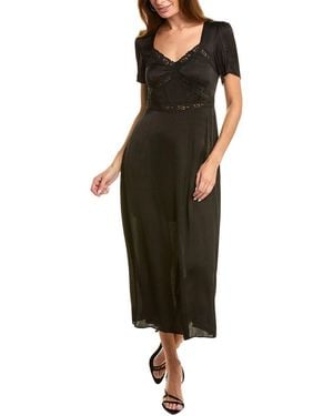 The Kooples Lace Trim Midi Dress - Black