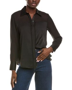 Kenneth Cole Sheer Button Top - Black