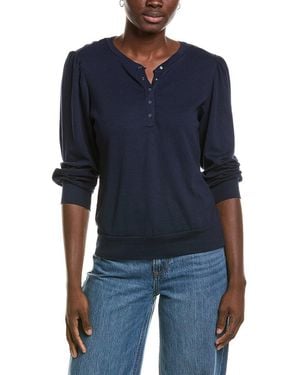 Michael Stars Sophy Puff Sleeve Henley T-shirt - Blue