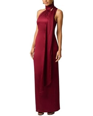 ADRIANNA EVE Crinkle Satin Long Dress - Red